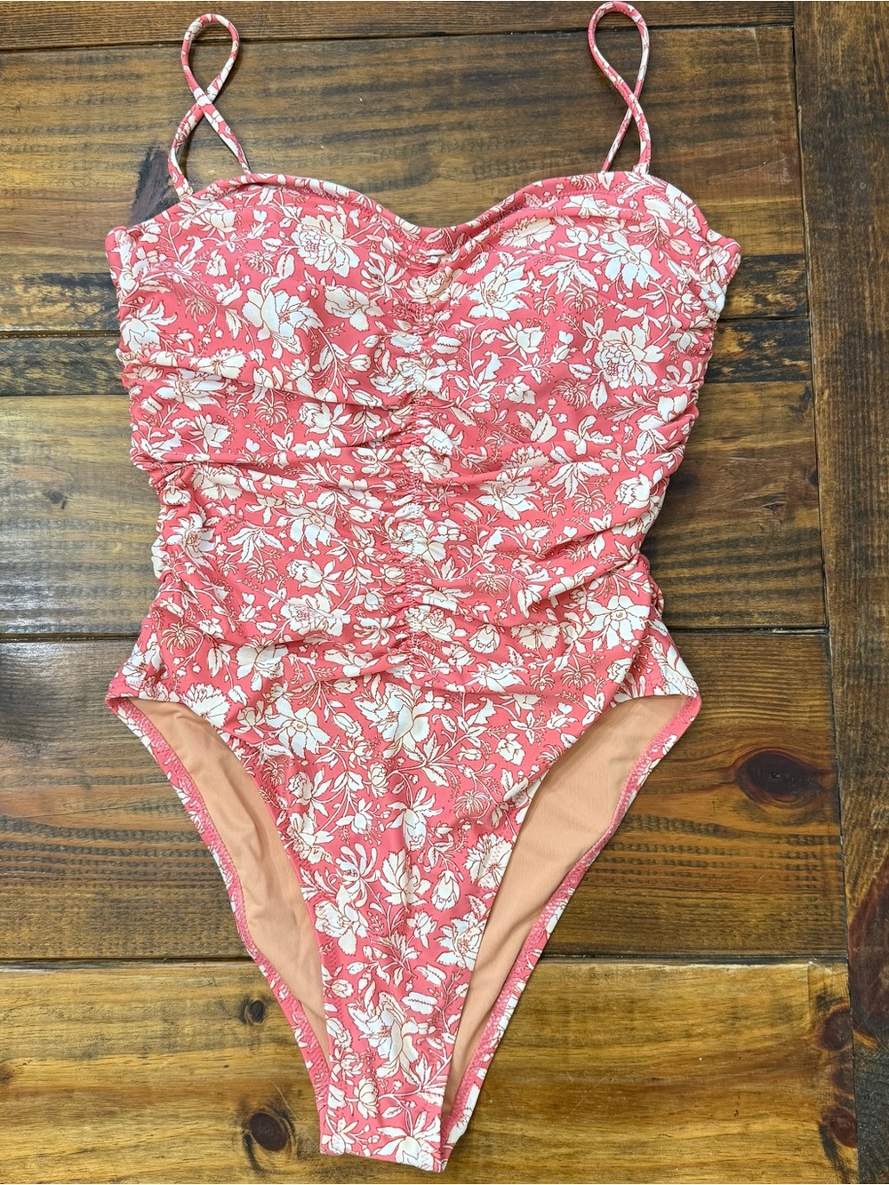 NEW J. Crew Ruched Sweetheart One Piece Swimsuit Bathing Suit Pink Size 10 NWT.